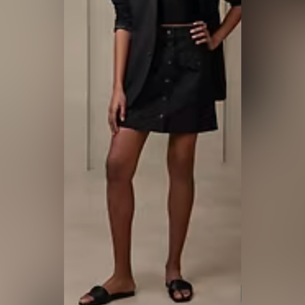 Banana Republic Black Button-Front Mini Skirt